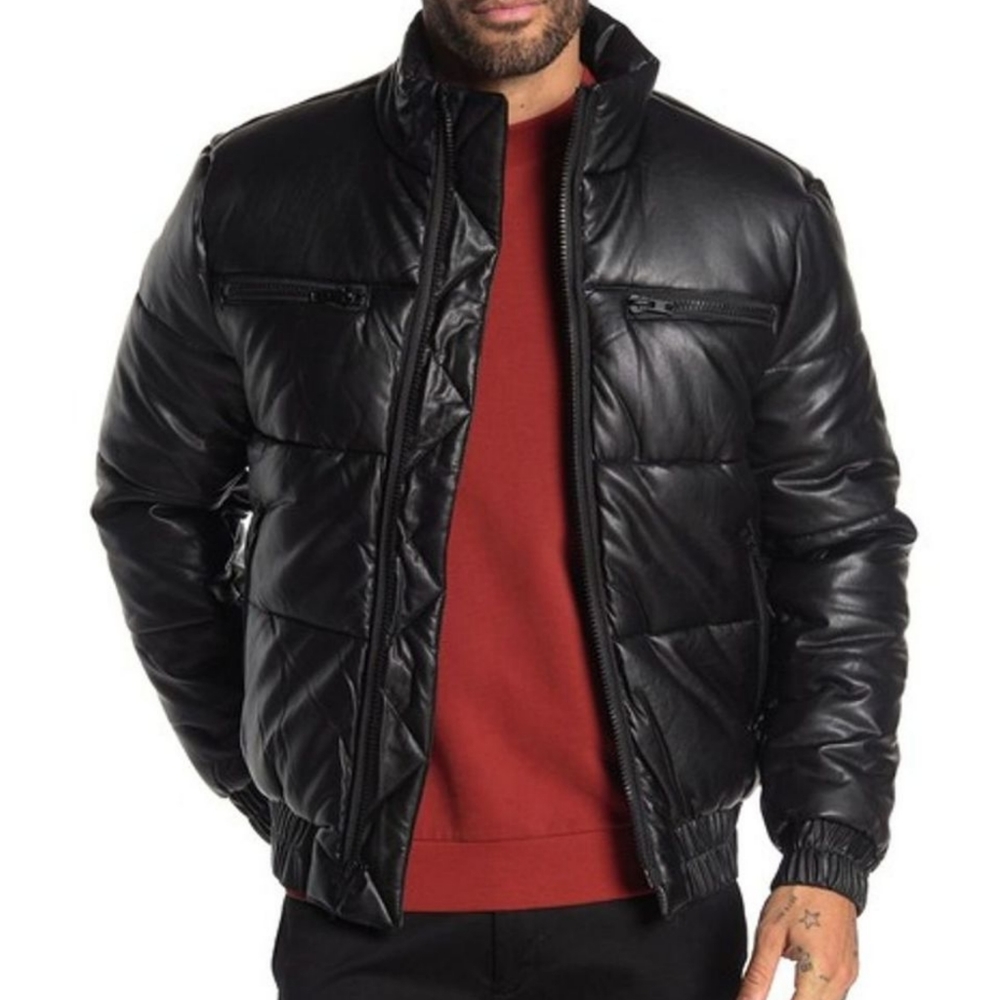 Slate & Stone Faux Leather Puffer Jacket